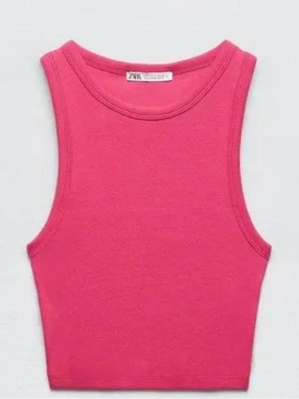 Zara Hot Pink Ribbed Cropped Tank
